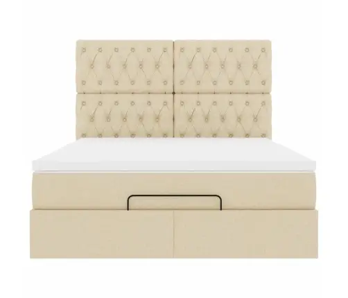 Ottomani Voodi Madratsita Ja Led, Kreemjas, 140X190 cm Kangas