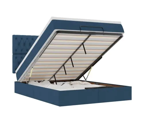 Osmaņu Gulta Ar Matraci & Leds, Zils, 140X190 Cm, Audums Vidaxl