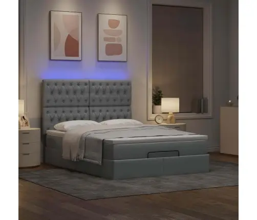 Osmaņu Gultas Rāmis Ar Matrača Gaiši Pelēks 140X200Cm Audums Vidaxl