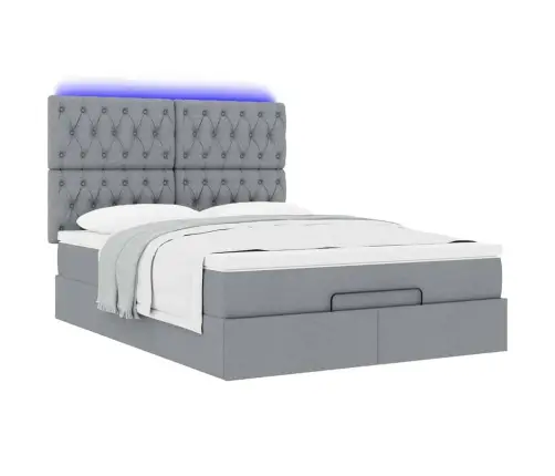 Osmaņu Gultas Rāmis Ar Matrača Gaiši Pelēks 140X200Cm Audums Vidaxl