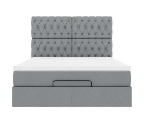 Osmaņu Gultas Rāmis Ar Matrača Gaiši Pelēks 140X200Cm Audums Vidaxl