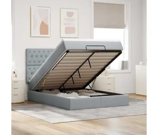 Osmaņu Gultas Rāmis Ar Matrača Gaiši Pelēks 140X200Cm Audums Vidaxl