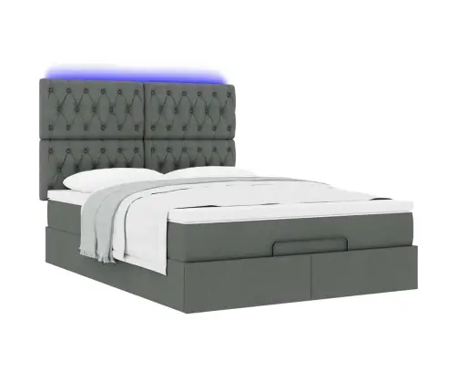 Osmaņu Gulta Ar Matraci&Leds, Tumši Pelēks, 140X200 Cm, Audums Vidaxl