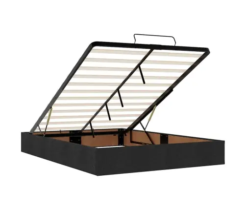 Osmaņu Gulta Ar Matraci & Leds, Melns, 140X200 Cm, Audums Vidaxl