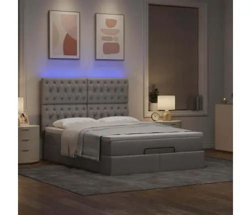 Osmaņu Gulta Ar Matraci Un Gaismas Diodēm Taupē 140X200 Cm Vidaxl