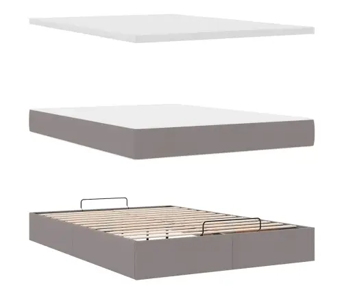 Osmaņu Gulta Ar Matraci Un Gaismas Diodēm Taupē 140X200 Cm Vidaxl