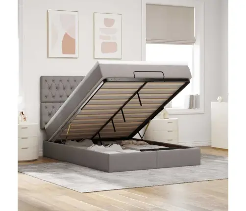 Osmaņu Gulta Ar Matraci Un Gaismas Diodēm Taupē 140X200 Cm Vidaxl