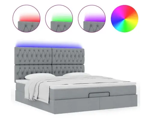 Ottomani Voodiraam Madratsiga, Helehall, 160X200cm Kangas