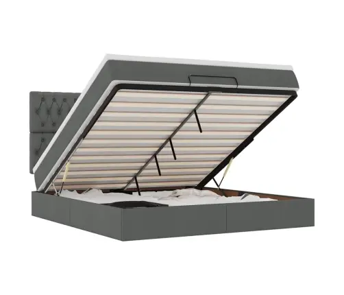 Ottomani Voodiraam Madratsiga, Tumehall, 160X200 cm Kangas