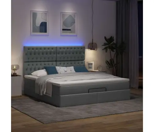 Ottomani Voodiraam Madratsiga, Tumehall, 160X200 cm Kangas