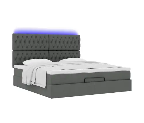 Ottomani Voodiraam Madratsiga, Tumehall, 160X200 cm Kangas