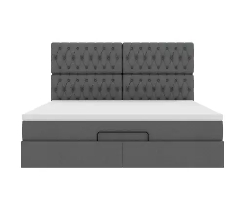 Ottomani Voodiraam Madratsiga, Tumehall, 160X200 cm Kangas