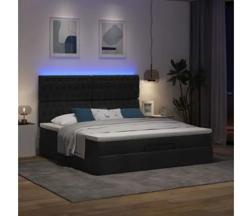 Osmaņu Gultas Rāmis Ar Matrača Melns 160X200Cm Audums Vidaxl