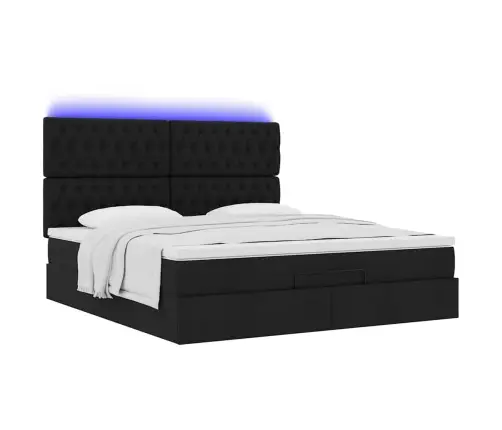 Osmaņu Gultas Rāmis Ar Matrača Melns 160X200Cm Audums Vidaxl