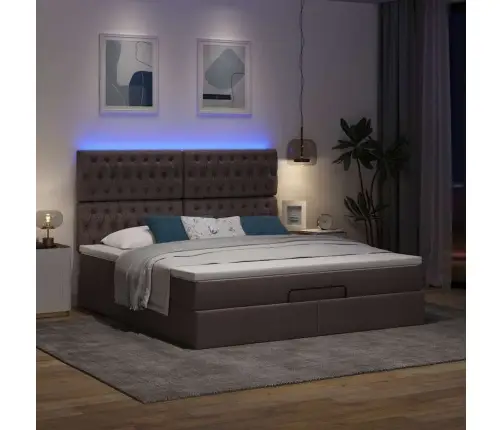 Osmaņu Gultas Rāmis Ar Matrača Tumši Brūns 160X200Cm Audums Vidaxl