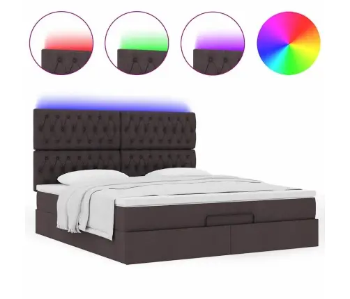 Osmaņu Gultas Rāmis Ar Matrača Tumši Brūns 160X200Cm Audums Vidaxl