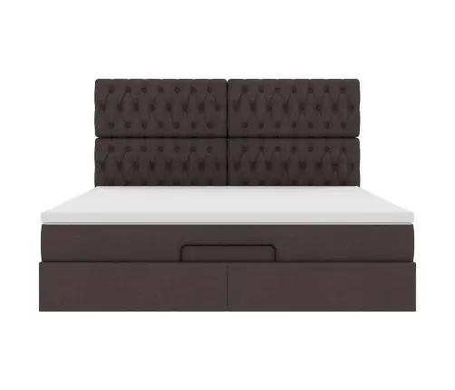 Osmaņu Gultas Rāmis Ar Matrača Tumši Brūns 160X200Cm Audums Vidaxl