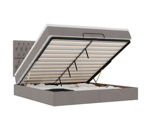 Osmanų Lovos Rėmas Su Čiužiniu, Taupe, 160X200 cm Audinys