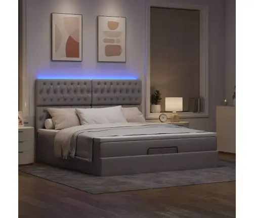 Osmanų Lovos Rėmas Su Čiužiniu, Taupe, 160X200 cm Audinys