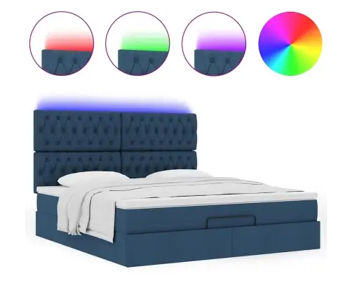 Osmaņu Gultas Rāmis Ar Matrača Zils 160X200Cm Audums Vidaxl