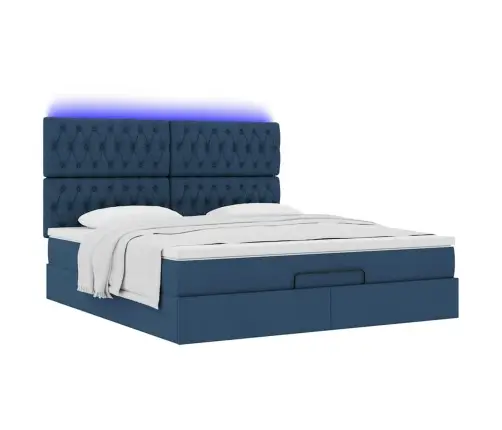 Osmaņu Gultas Rāmis Ar Matrača Zils 160X200Cm Audums Vidaxl