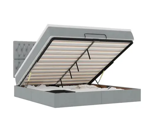 Osmaņu Gulta Ar Matraci & Leds, Gaiši Pelēks, 180X200Cm, Audums Vidaxl