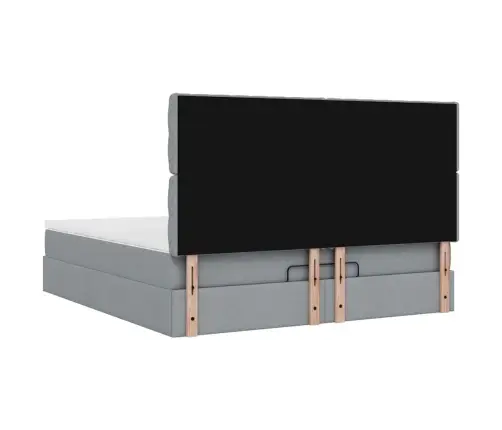 Osmaņu Gulta Ar Matraci & Leds, Gaiši Pelēks, 180X200Cm, Audums Vidaxl