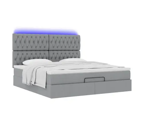 Osmaņu Gulta Ar Matraci & Leds, Gaiši Pelēks, 180X200Cm, Audums Vidaxl