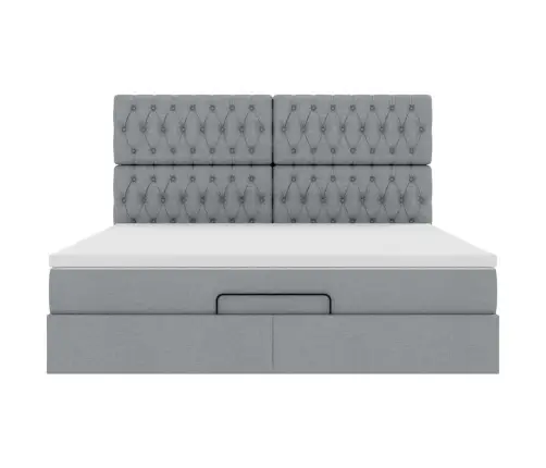 Osmaņu Gulta Ar Matraci & Leds, Gaiši Pelēks, 180X200Cm, Audums Vidaxl
