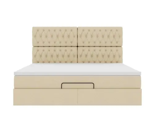 Osmaņu Gulta Ar Matraci & Leds, Krēmkrāsas, 180X200Cm, Audums Vidaxl