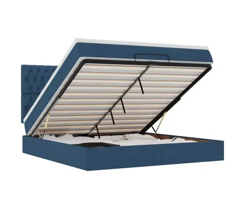 Osmaņu Gulta Ar Matraci & Leds, Zils, 180X200Cm, Audums Vidaxl