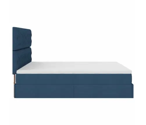 Osmaņu Gulta Ar Matraci & Leds, Zils, 180X200Cm, Audums Vidaxl