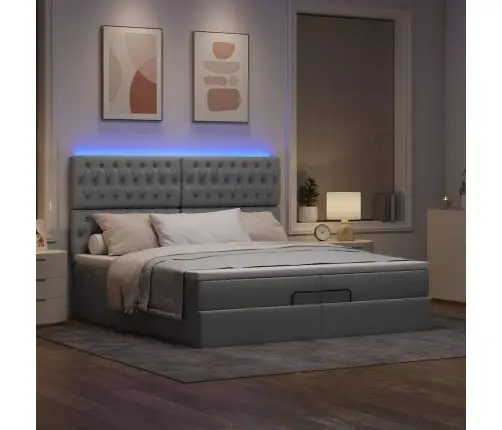 Ottomani Voodiraam Madratsitega, Helehall, 200X200cm Kangas