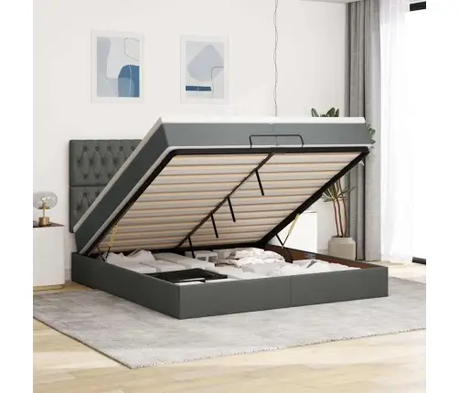 Osmanų Lovos Rėmas Su Čiužiniais, Pilkas, 200X200cm Audinys