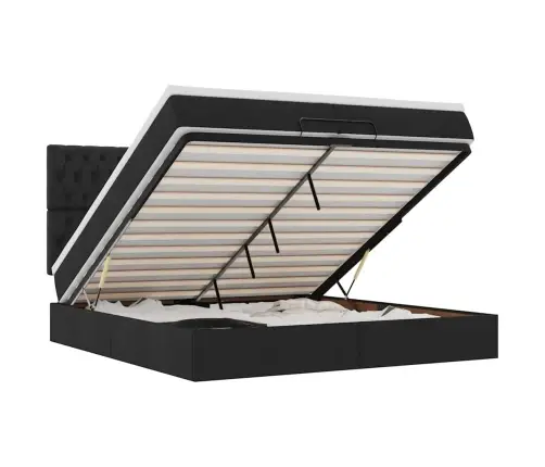 Osmaņu Gultas Rāmis Ar Matračiem Melns 200X200Cm Audums Vidaxl