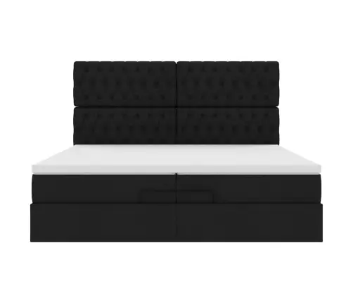 Osmaņu Gultas Rāmis Ar Matračiem Melns 200X200Cm Audums Vidaxl