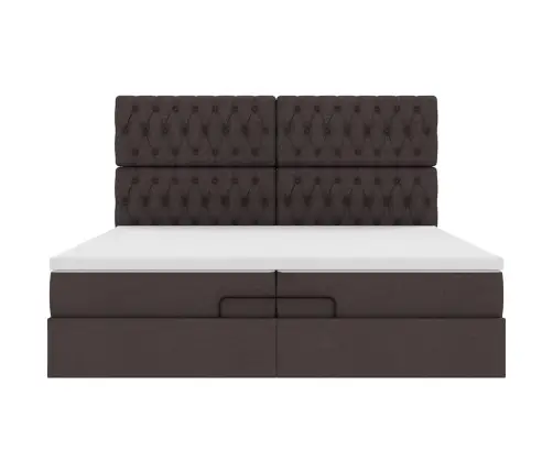 Osmanų Lovos Rėmas Su Čiužiniais, Rudas, 200X200cm Audinys