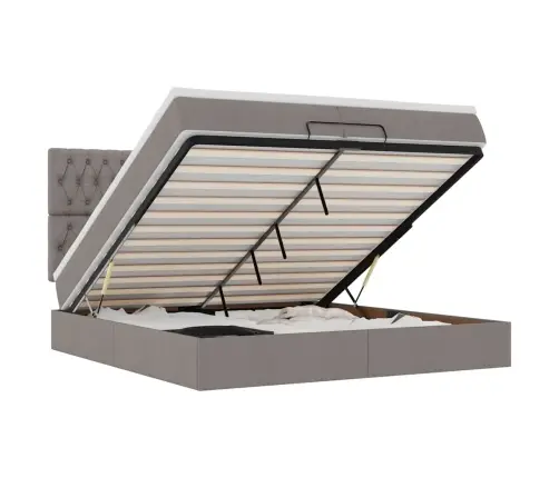 Ottomani Voodiraam Madratsitega Pruunikashall 200X200Cm Kangas