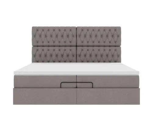 Ottomani Voodiraam Madratsitega Pruunikashall 200X200Cm Kangas