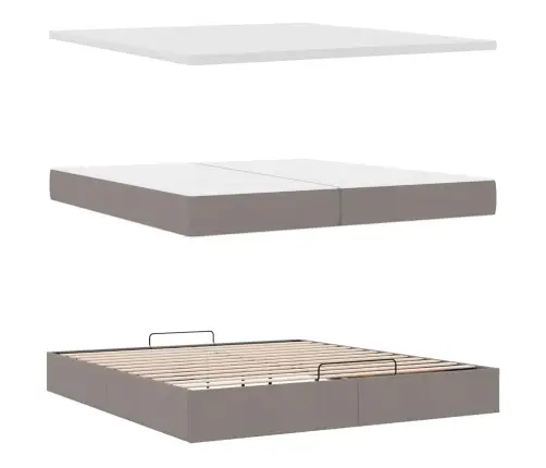 Ottomani Voodiraam Madratsitega Pruunikashall 200X200Cm Kangas