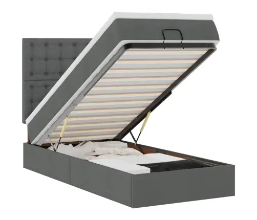 Osmaņu Gulta Ar Matraci & Leds, Tumši Pelēks, 80X200 Cm, Audums Vidaxl