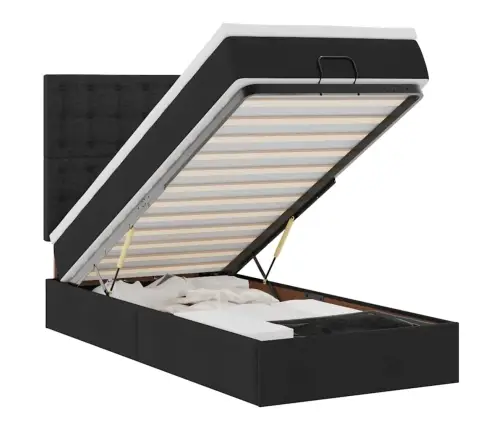 Ottomani Voodi Madratsi Ja Led, Must, 80X200cm Kangas