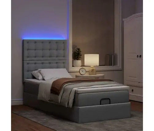 Osmanų Lovos Rėmas Su Čiužiniu, Pilkas, 90X190cm Audinys