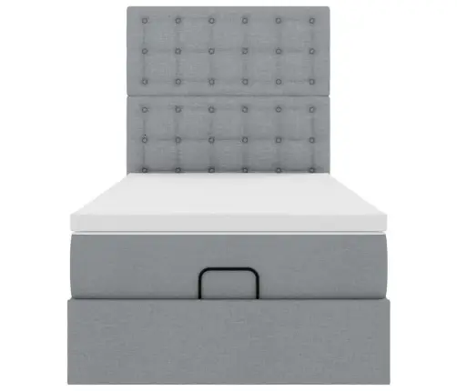 Osmanų Lovos Rėmas Su Čiužiniu, Pilkas, 90X190cm Audinys