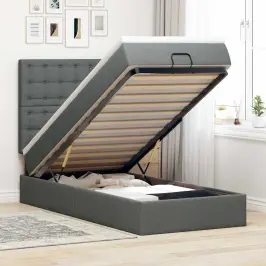 Osmaņu Gultas Rāmis Ar Matrača Tumši Pelēks 90X190 Cm Audums Vidaxl