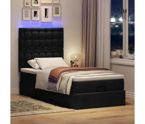 Osmaņu Gultas Rāmis Ar Matrača Melns 90X190 Cm Audums Vidaxl