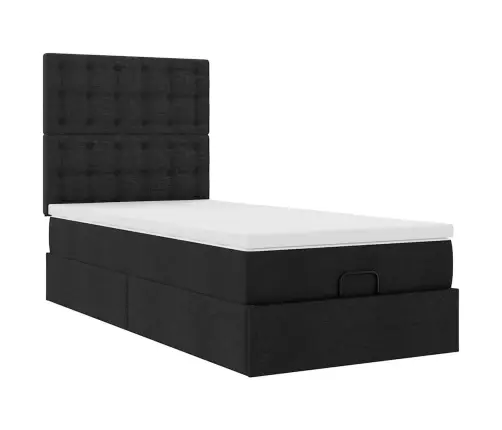 Osmaņu Gultas Rāmis Ar Matrača Melns 90X190 Cm Audums Vidaxl