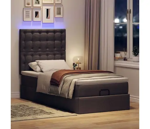 Osmaņu Gultas Rāmis Ar Matrača Tumši Brūns 90X190 Cm Audums Vidaxl