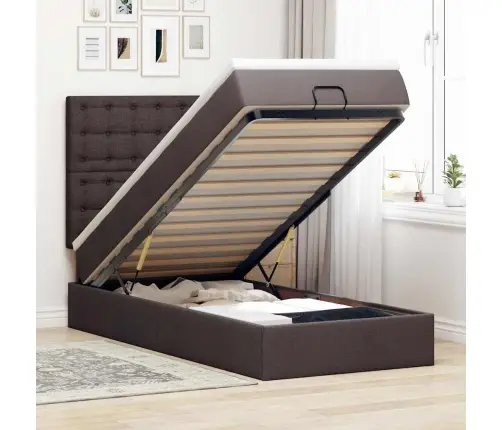 Osmaņu Gultas Rāmis Ar Matrača Tumši Brūns 90X190 Cm Audums Vidaxl