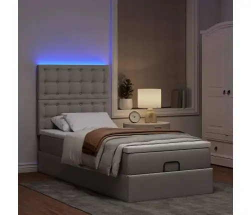 Osmaņu Gultas Rāmis Ar Matrača Pelēkbrūna 90X190 Cm Audums Vidaxl